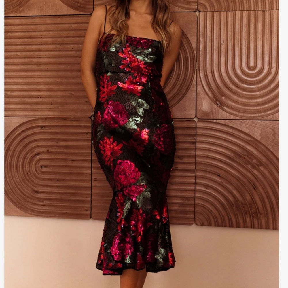 Saylor multi sequin Deidre Floral Dress small